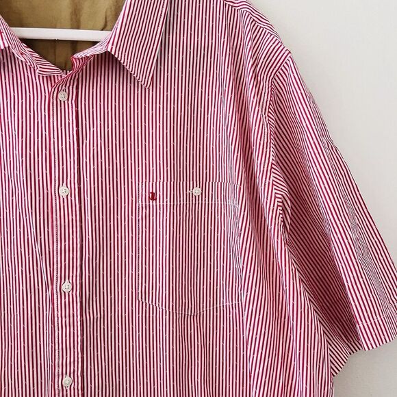 Ted Lapidus Red & White Stripe Street Couture Button Down Dress Shirt Mens 4XL - Picture 4 of 8